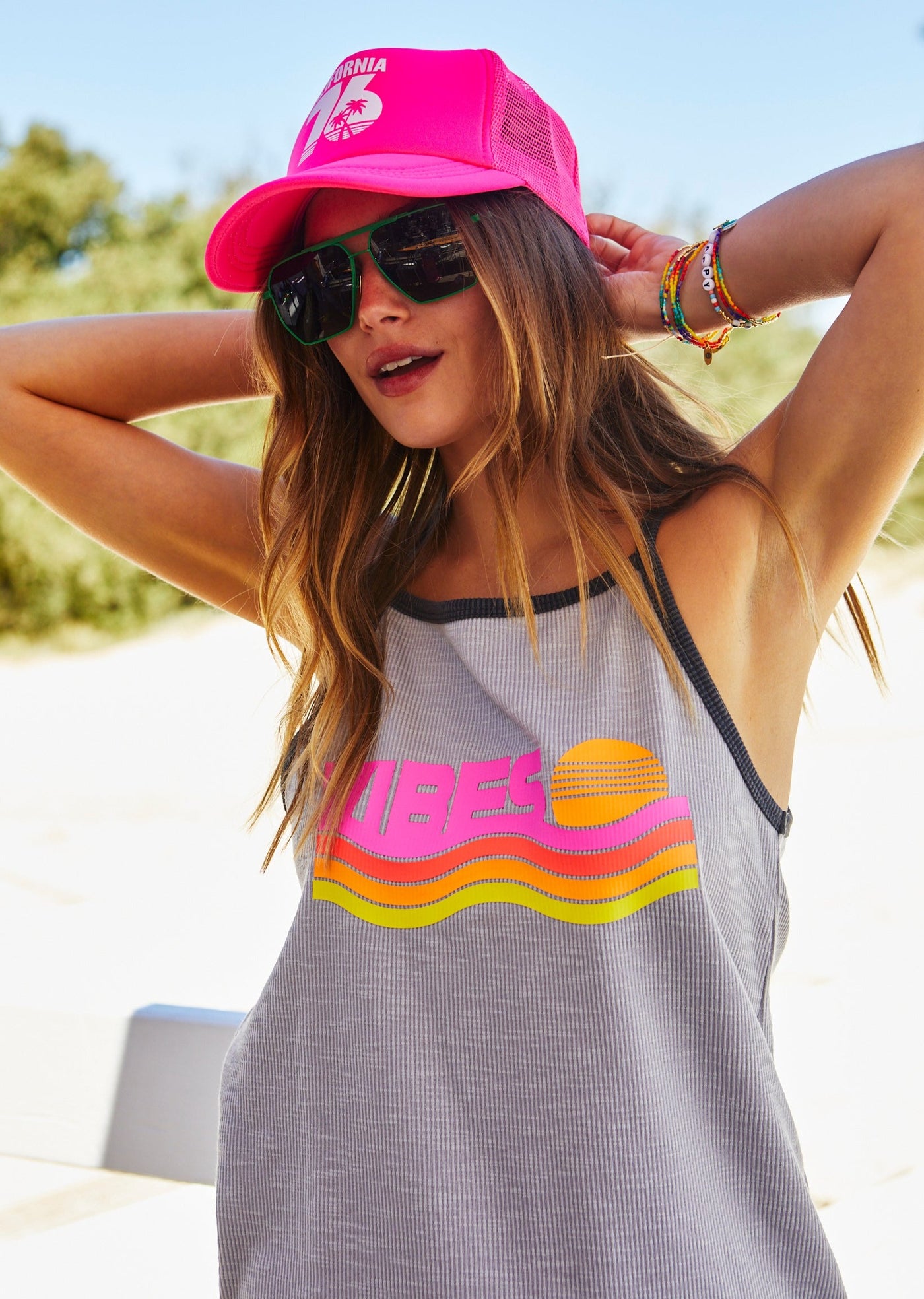 RETRO VIBES RIB TANK - GREY - SALE