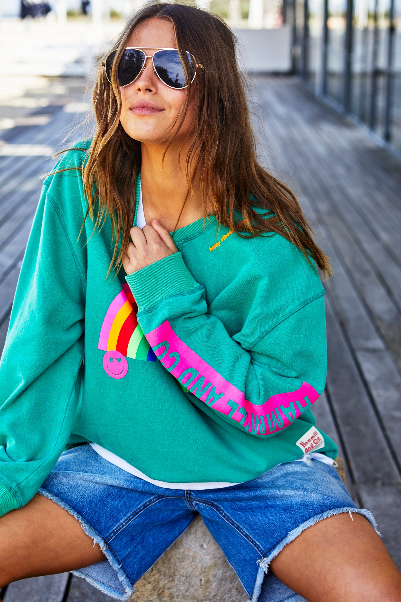 VINTAGE RAINBOW SWEAT - JADE