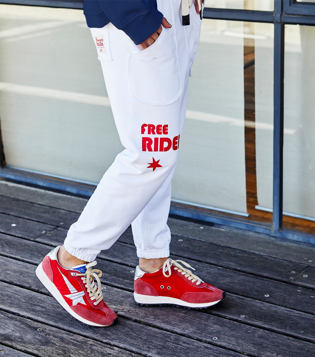 BASIC FREE RIDER TRACK PANT - WHITE