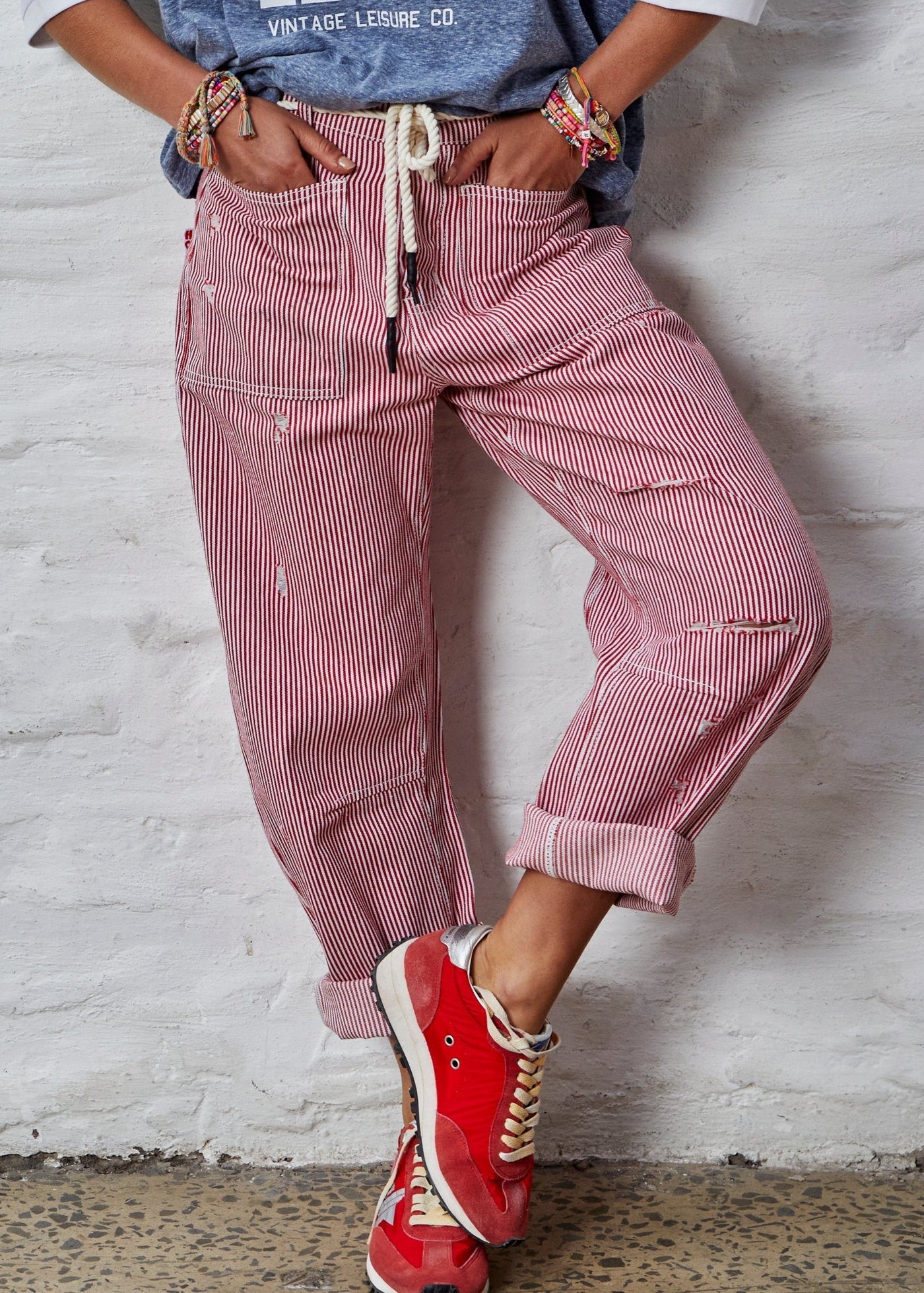 RED PINSTRIPE CARPENTER JEAN